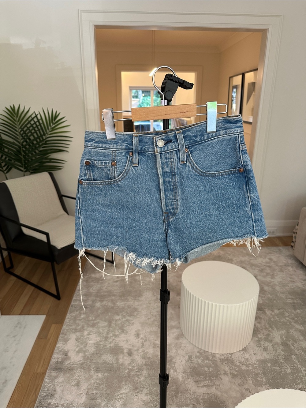 Levi's Light Blue Distressed Denim Cutoff Shorts